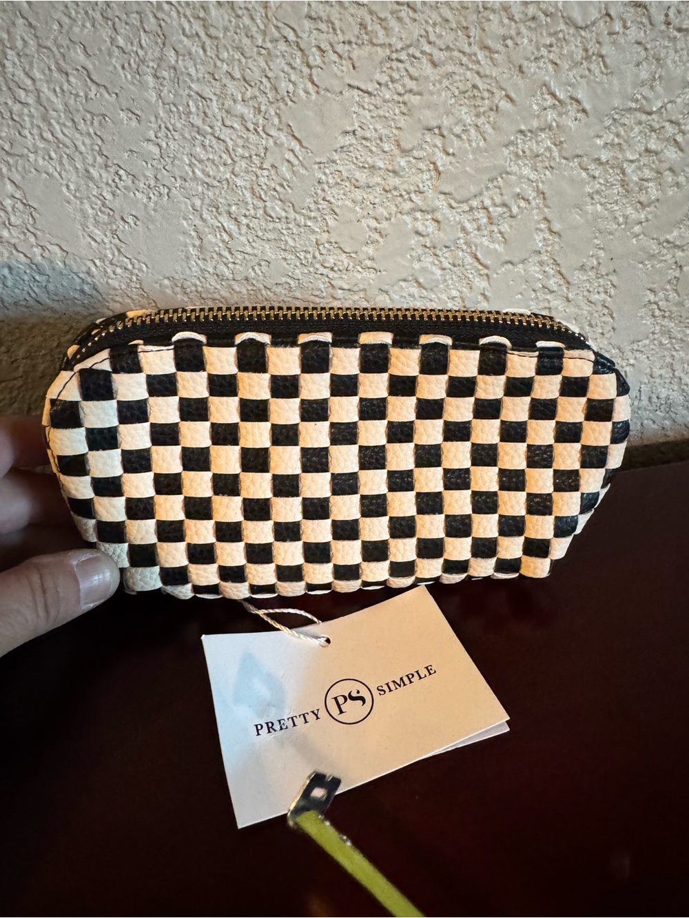 Pretty Simple Black & Cream Checker Sunglass Clutch Pouch